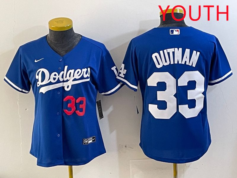 Youth Los Angeles Dodgers #33 Outman Blue Game 2025 Nike MLB Jersey style 8